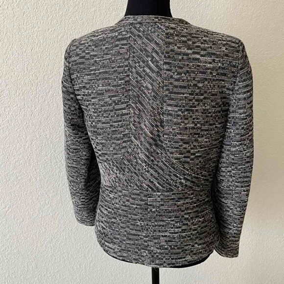 Lafayette 148 Jacket Woven Tweed Zip Classic Career Topper Tan Textured Size 8 - Picture 2 of 11